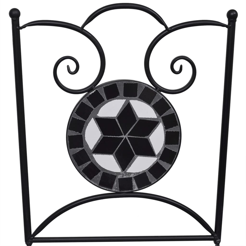 vidaXL Steel Bistro Set in Black/White