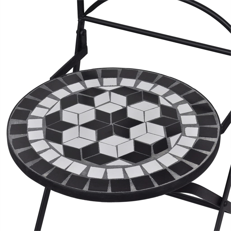 vidaXL Steel Bistro Set in Black/White