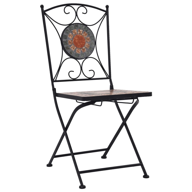 vidaXL 3 Piece Steel Small Bistro Set in Gray/Terracotta