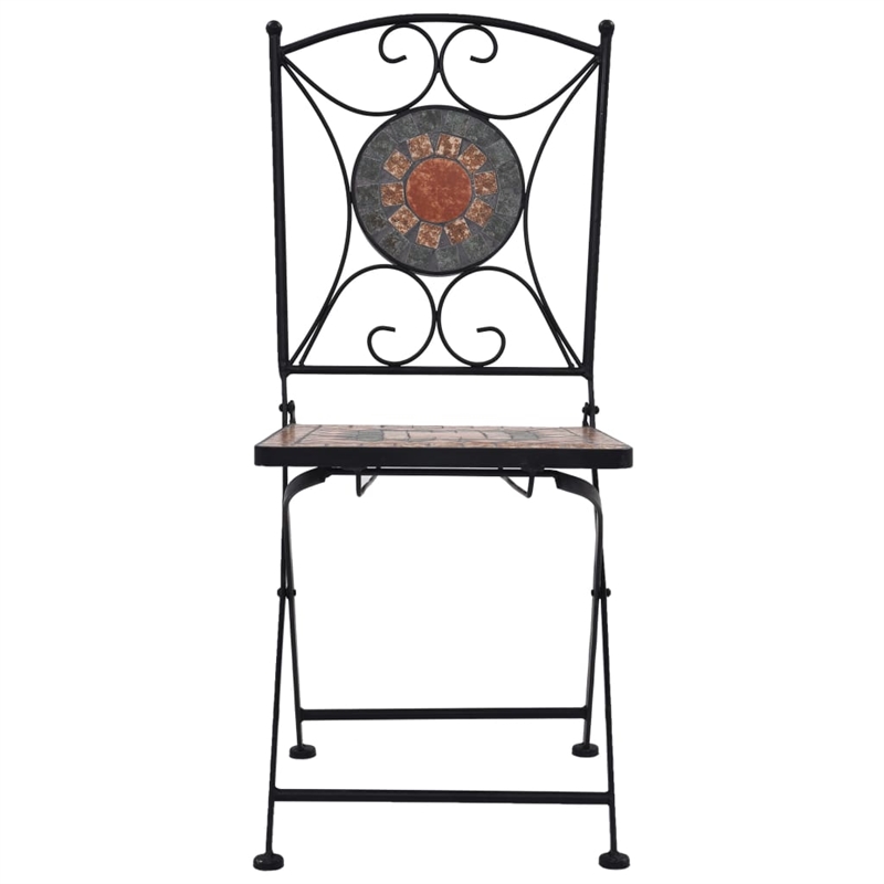 vidaXL 3 Piece Steel Small Bistro Set in Gray/Terracotta