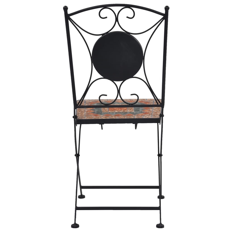 vidaXL 3 Piece Steel Small Bistro Set in Gray/Terracotta