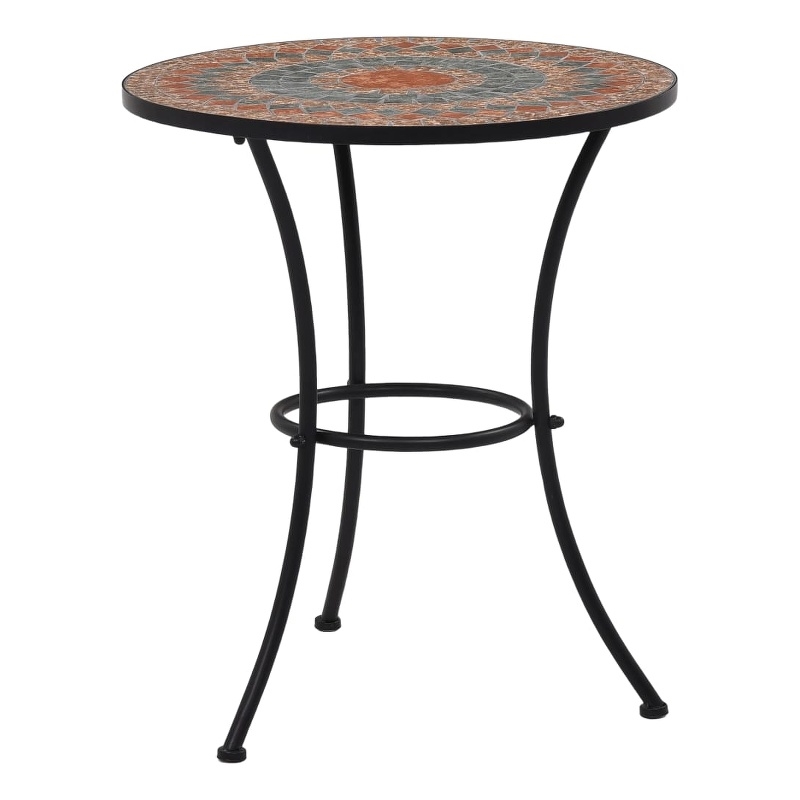 vidaXL 3 Piece Steel Small Bistro Set in Gray/Terracotta