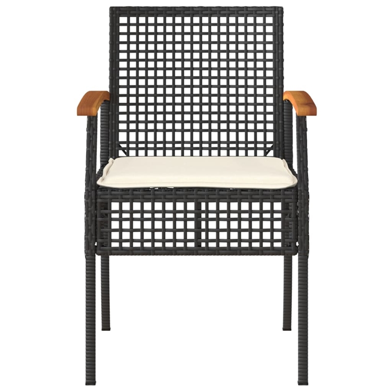 vidaXL 3 Piece Steel Bistro Set in Black/White/Brown/Cream