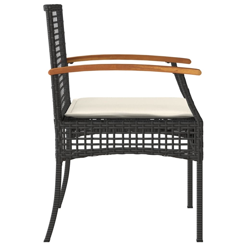 vidaXL 3 Piece Steel Bistro Set in Black/White/Brown/Cream