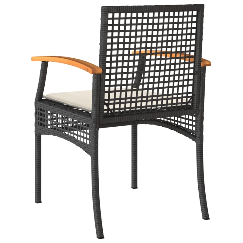 vidaXL 3 Piece Steel Bistro Set in Black/White/Brown/Cream
