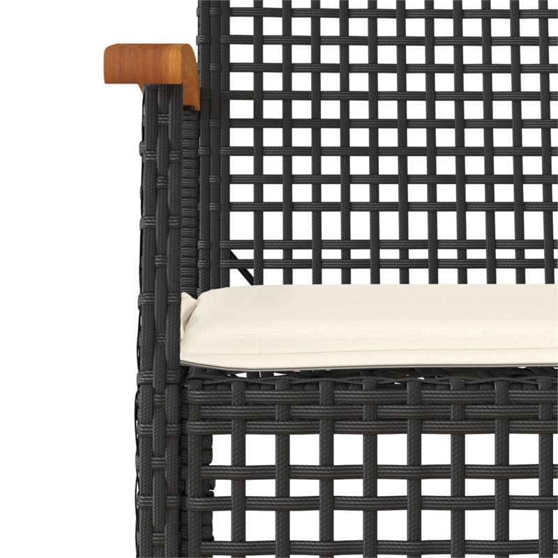 vidaXL 3 Piece Steel Bistro Set in Black/White/Brown/Cream