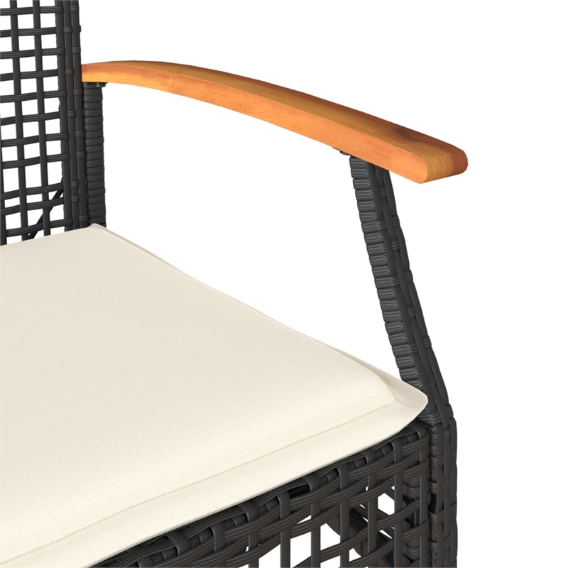 vidaXL 3 Piece Steel Bistro Set in Black/White/Brown/Cream