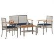 vidaXL 4 Piece Solid Acacia Wood Standard Lounge Set in Gray