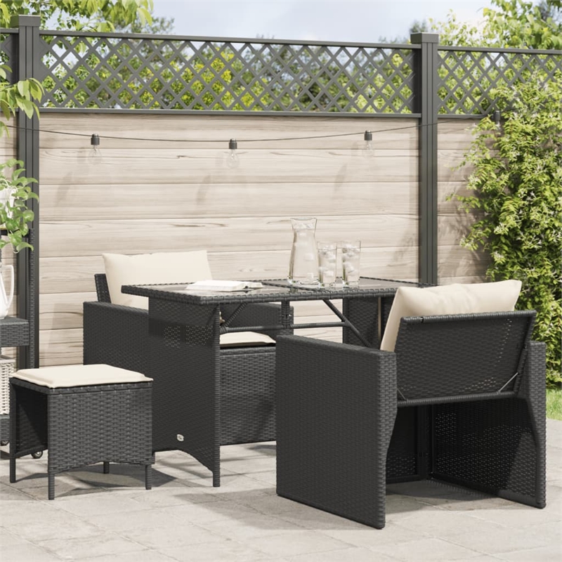 vidaXL 4 Piece Steel Sofa Set in Black/Cream