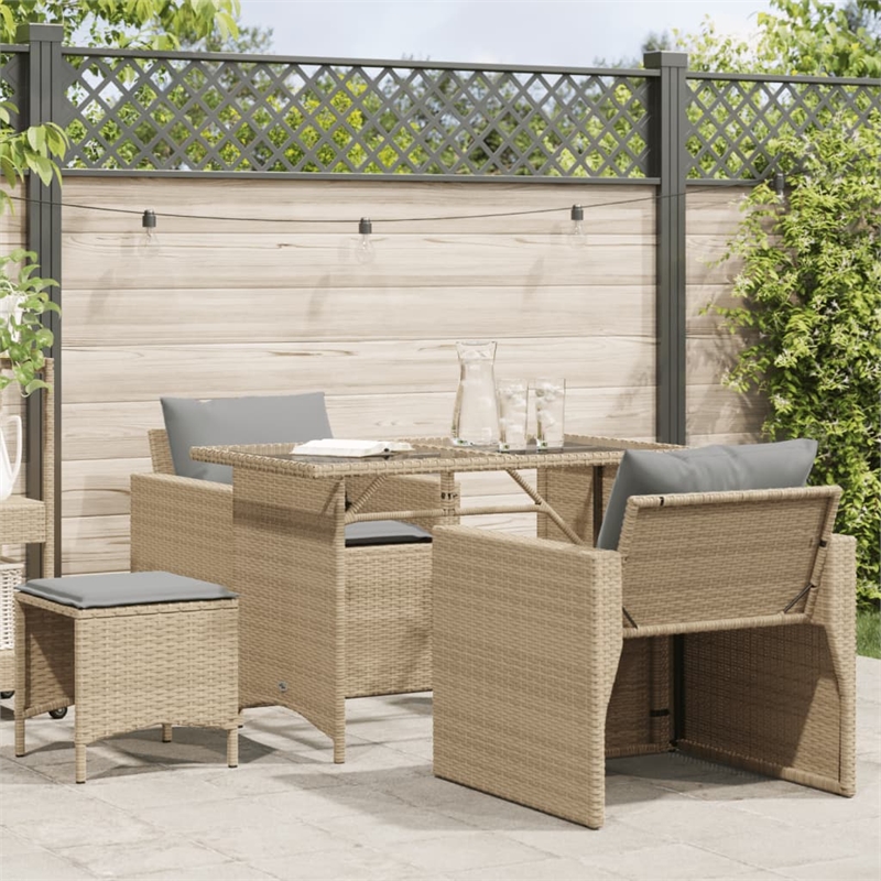 vidaXL 4 Piece Steel Sofa Set in Gray/Beige