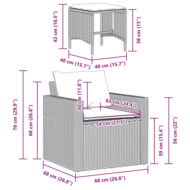 vidaXL 4 Piece Steel Sofa Set in Gray/Beige