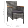 vidaXL 3 Piece Steel Small Bistro Set in Gray