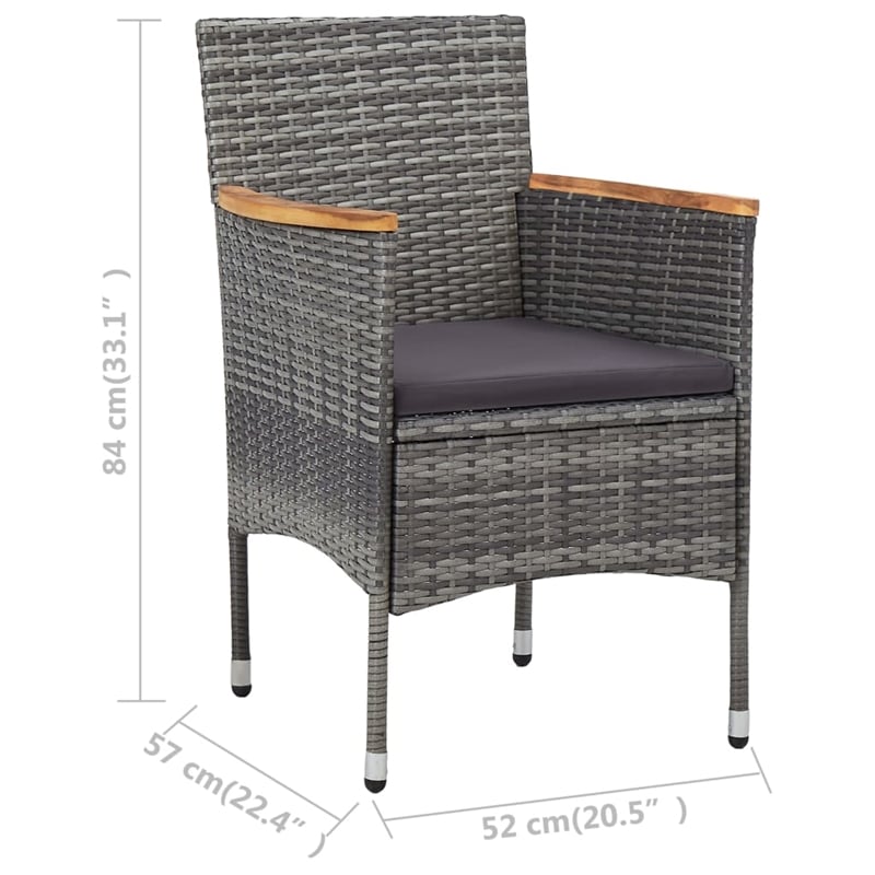 vidaXL Poly Rattan Small Bistro Set in Gray