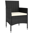 vidaXL 5 Piece Poly Rattan Small Garden Lounge Set in Black/White/Cream