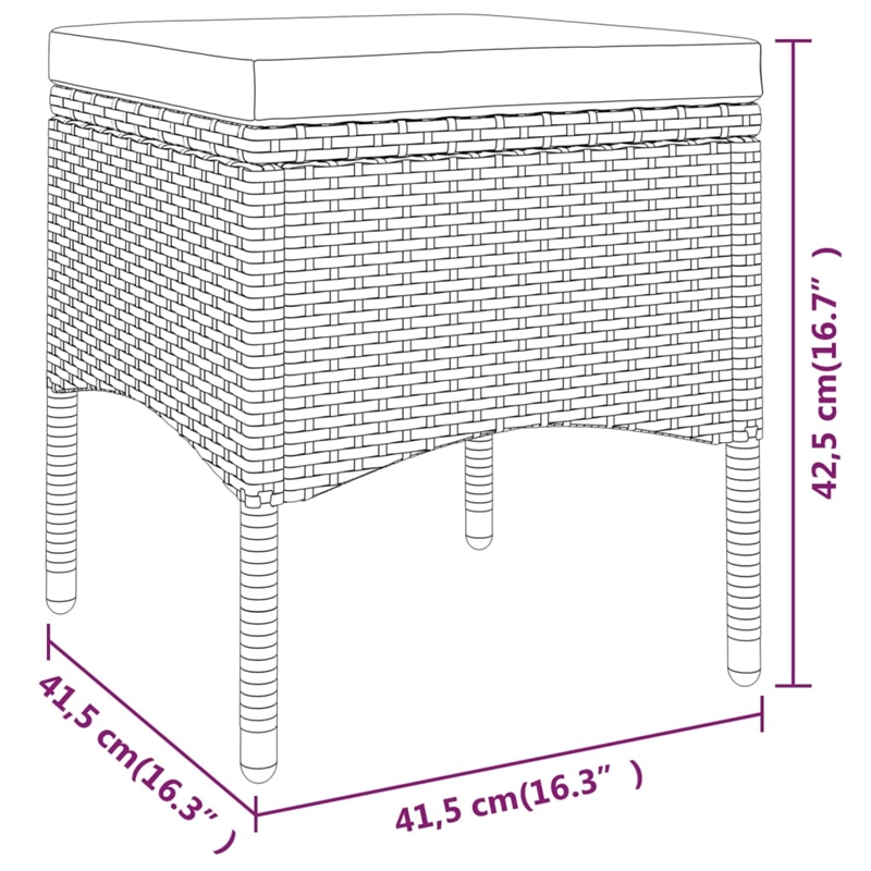 vidaXL 5 Piece Poly Rattan Small Garden Lounge Set in Black/White/Cream