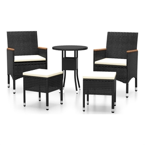 vidaXL 5 Piece Poly Rattan Garden Lounge Set in Black/White/Cream