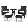 vidaXL 5 Piece Poly Rattan Garden Lounge Set in Black/White/Cream