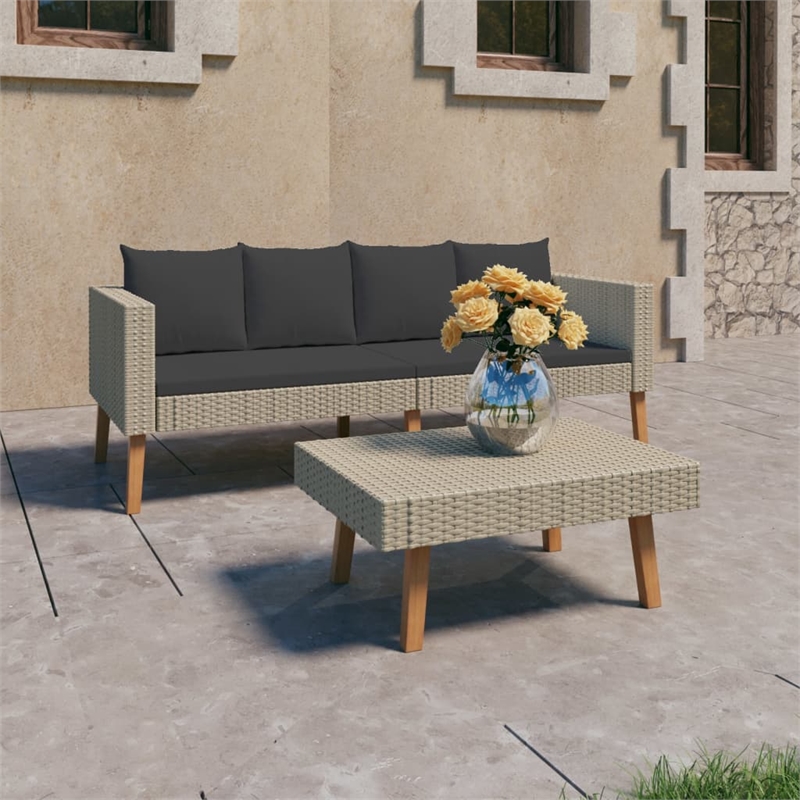 vidaXL 2 Piece Poly Rattan Garden Furniture Set in Anthracite/Beige