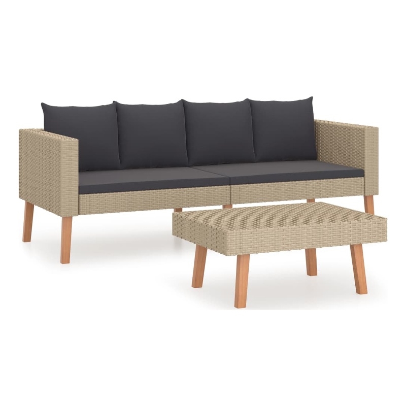 vidaXL 2 Piece Poly Rattan Garden Furniture Set in Anthracite/Beige
