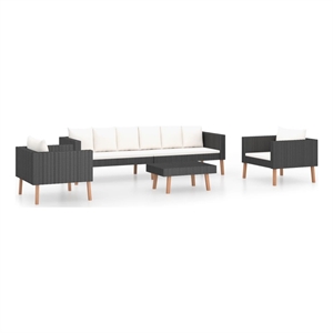 vidaXL 4 Piece Steel Garden Furniture Set in Black/White/Cream
