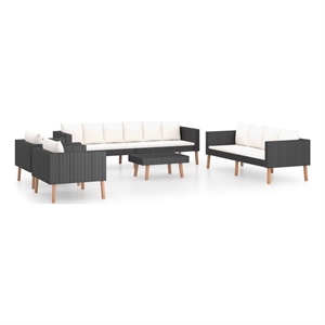 vidaXL 5 Piece Garden Furniture Set in Black/White/Cream