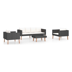 vidaXL 4 Piece Steel Garden Furniture Set in Black/White/Cream