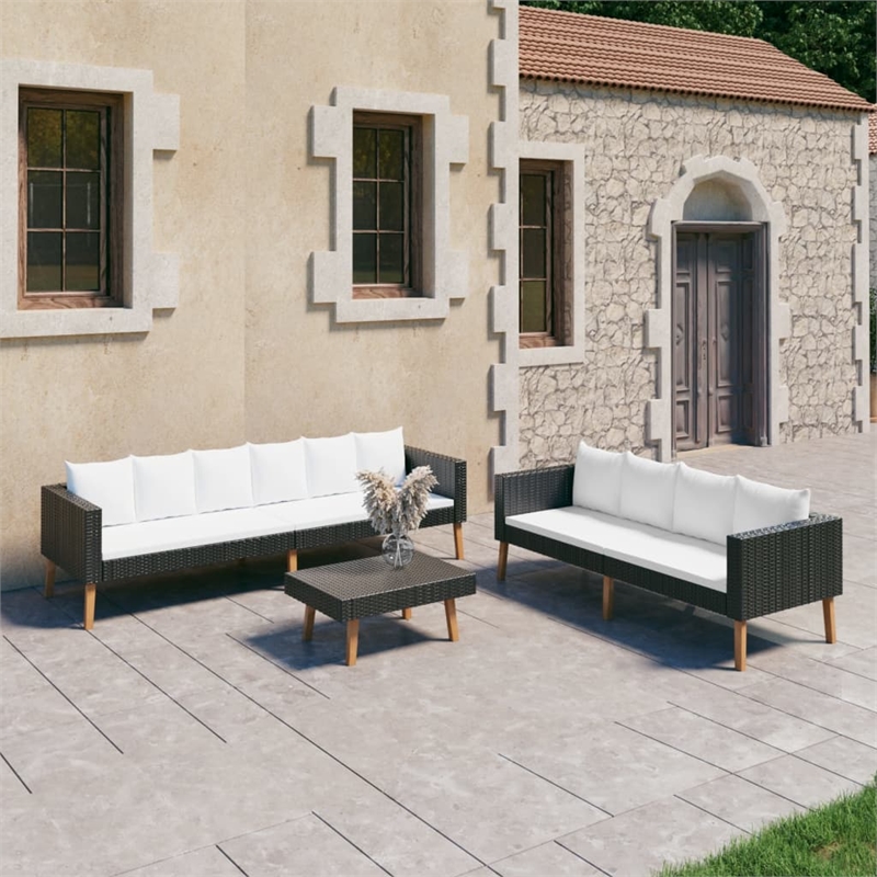 vidaXL 3 Piece Poly Rattan Garden Furniture Set