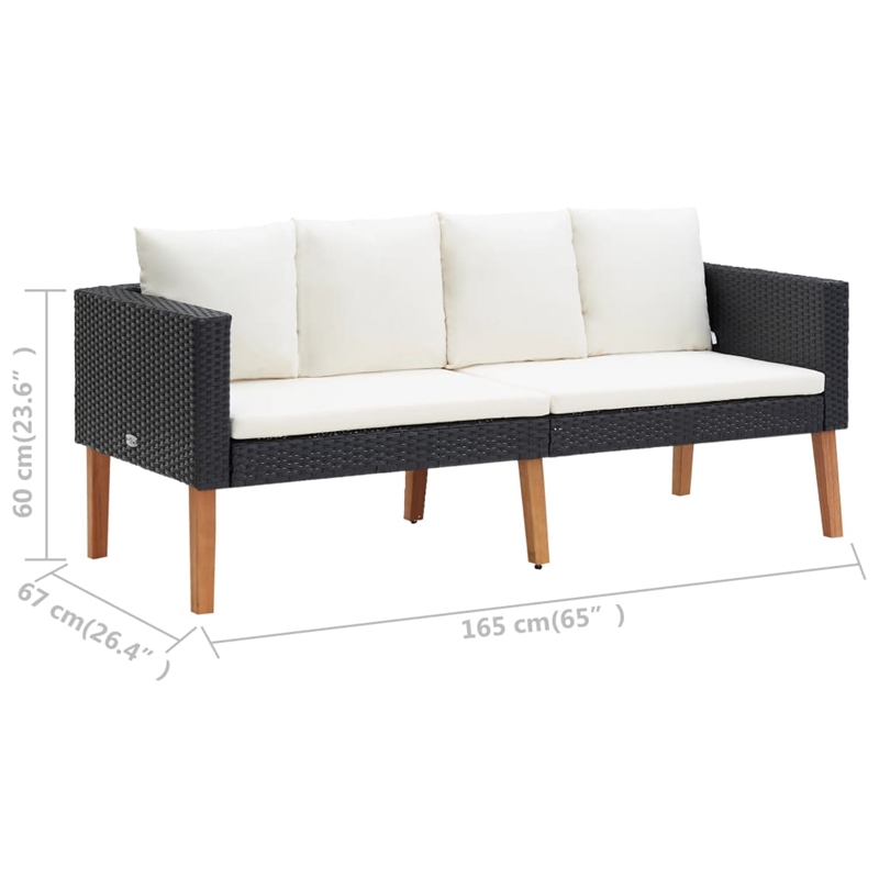 vidaXL 3 Piece Poly Rattan Garden Furniture Set