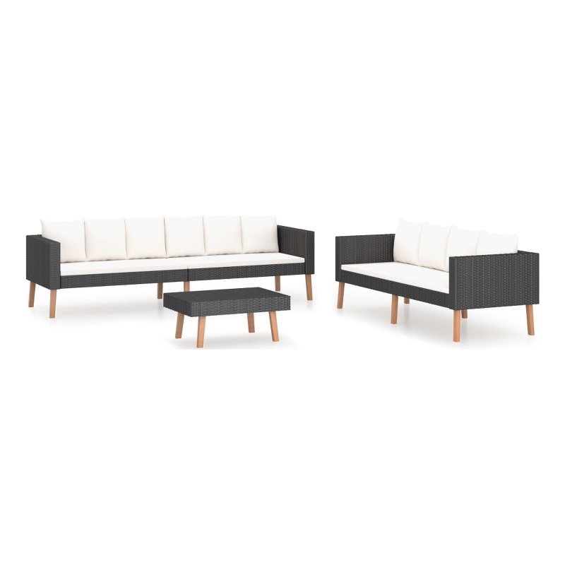 vidaXL 3 Piece Poly Rattan Garden Furniture Set
