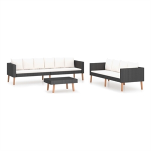 vidaXL 3 Piece Poly Rattan Garden Furniture Set