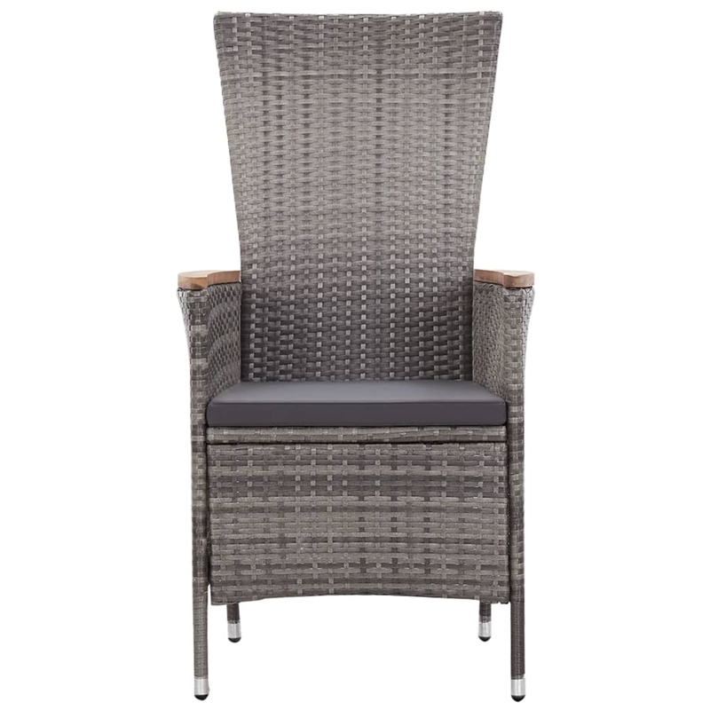 vidaXL 3 Piece Poly Rattan Small Garden Lounge Set in Gray
