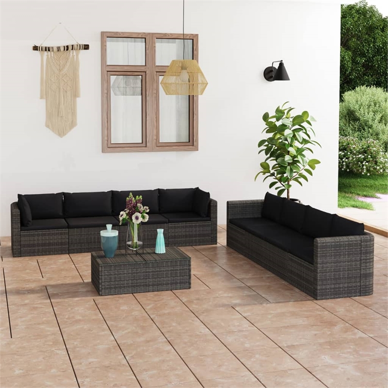 vidaXL 9 Piece Steel Garden Lounge Set in Gray