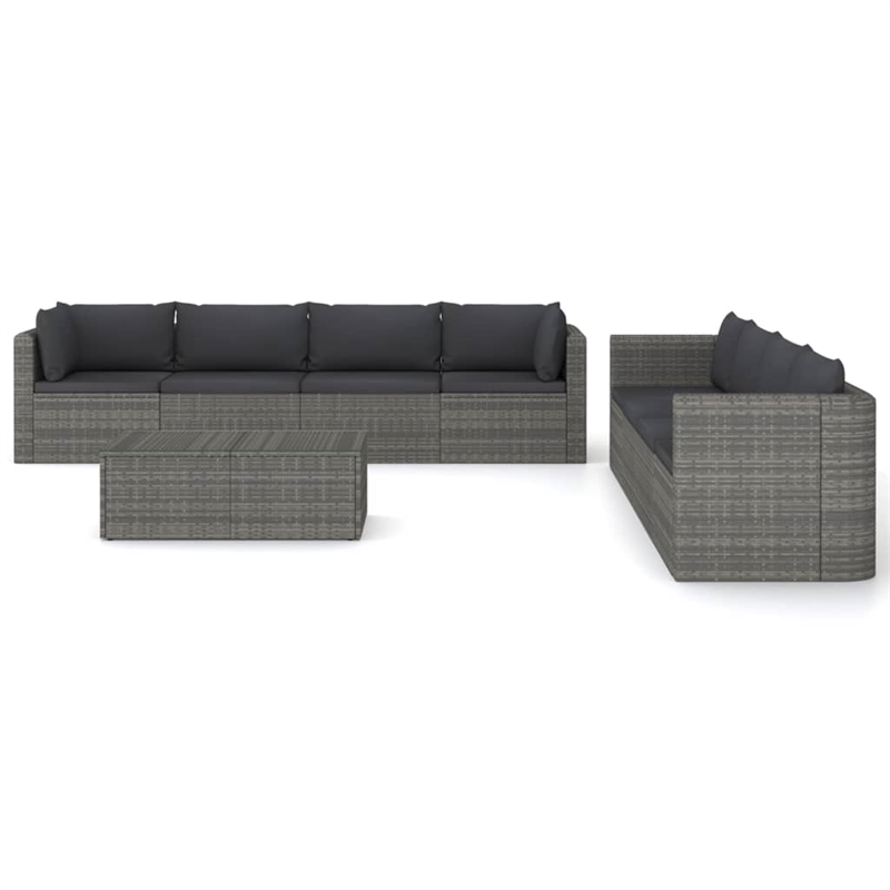 vidaXL 9 Piece Steel Garden Lounge Set in Gray