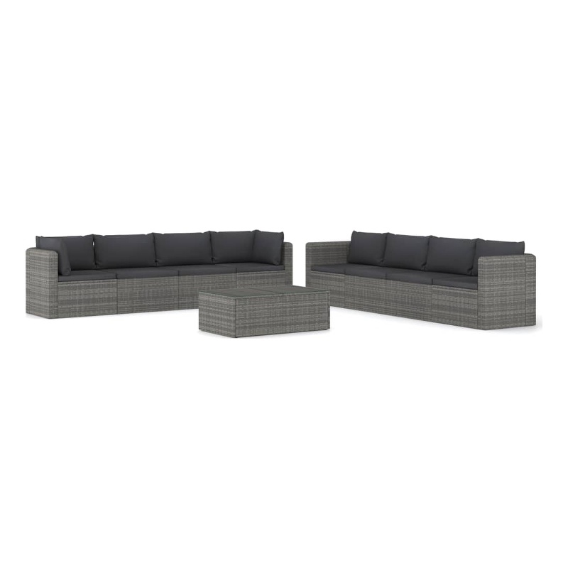 vidaXL 9 Piece Steel Garden Lounge Set in Gray
