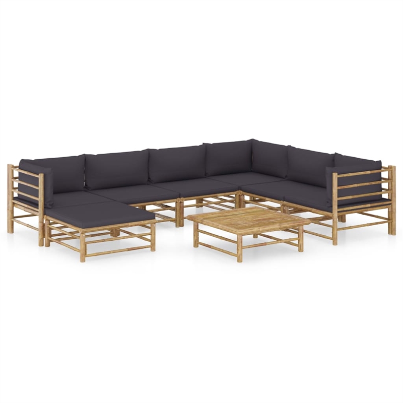 vidaXL 8 Piece Bamboo Garden Lounge Set in Gray