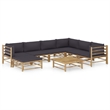 vidaXL 8 Piece Bamboo Garden Lounge Set in Gray