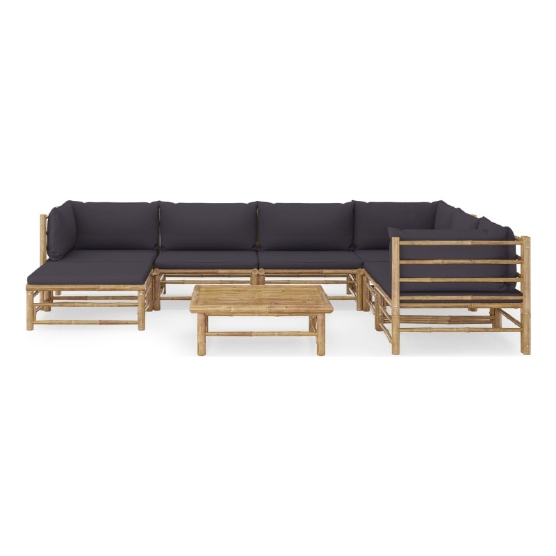 vidaXL 8 Piece Bamboo Garden Lounge Set in Gray