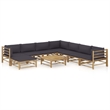 vidaXL 9 Piece Bamboo Garden Lounge Set in Gray