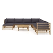 vidaXL 9 Piece Bamboo Garden Lounge Set in Gray