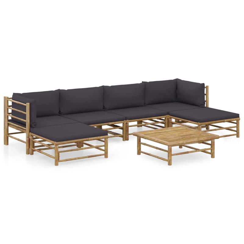 vidaXL 7 Piece Bamboo Garden Lounge Set in Gray