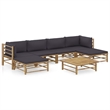 vidaXL 7 Piece Bamboo Garden Lounge Set in Gray