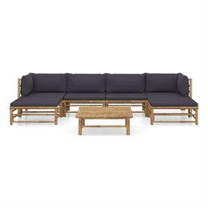 vidaXL 7 Piece Bamboo Garden Lounge Set in Gray