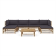 vidaXL 7 Piece Bamboo Garden Lounge Set in Gray