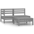 vidaXL 3 Piece Wood Small Garden Lounge Set in Gray