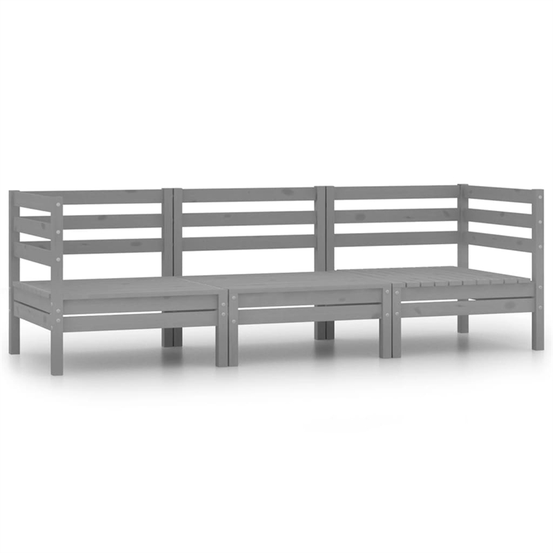 vidaXL 3 Piece Wood Small Garden Lounge Set in Gray