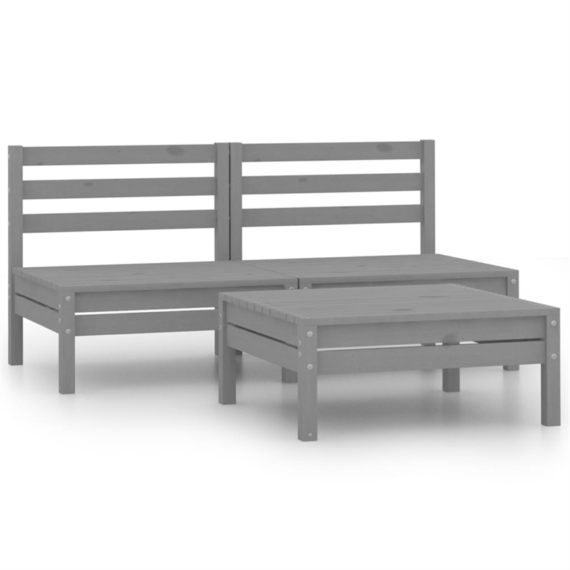 vidaXL 3 Piece Wood Small Garden Lounge Set in Gray