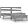 vidaXL 3 Piece Wood Small Garden Lounge Set in Gray
