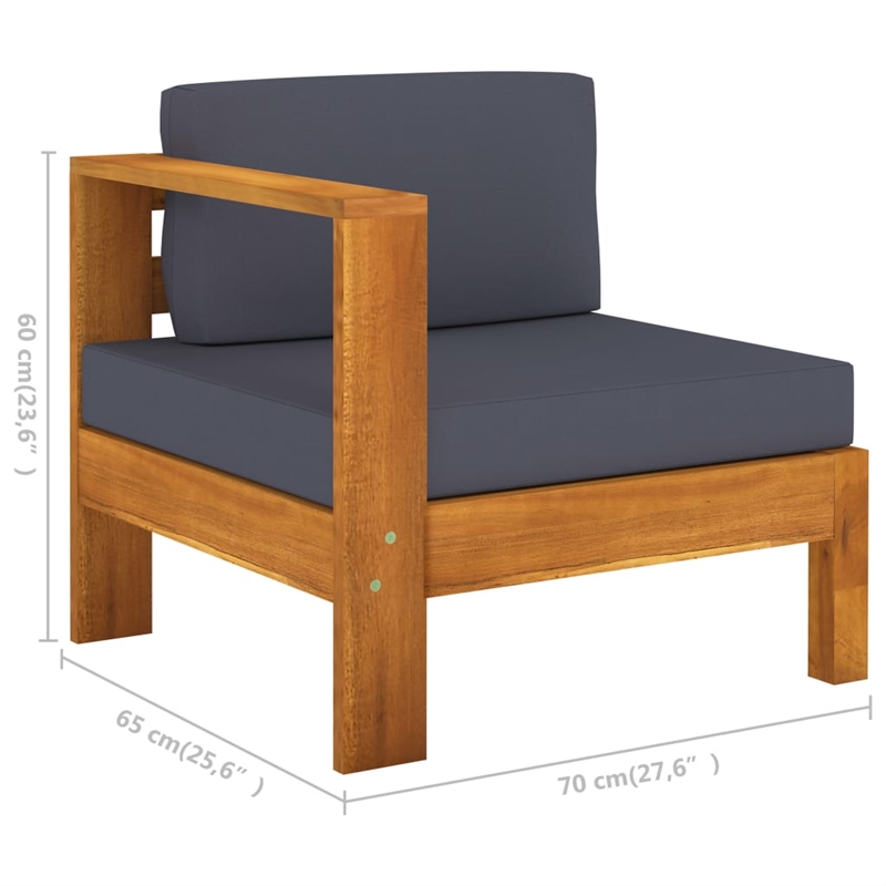 vidaXL Solid Acacia Wood Sofa in Gray