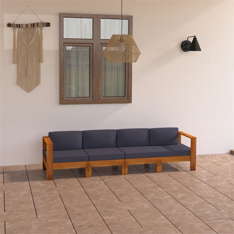 vidaXL Solid Acacia Wood Sofa in Gray