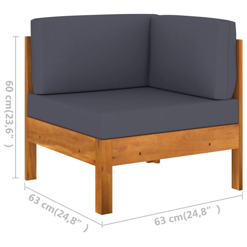 vidaXL 7 Piece Solid Acacia Wood Lounge Set in Gray